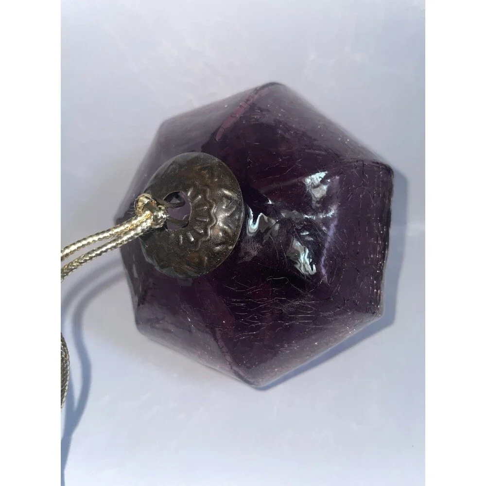 Amethyst Crackle Glass Jumbo Kugel Onion Ornament Large Heavy